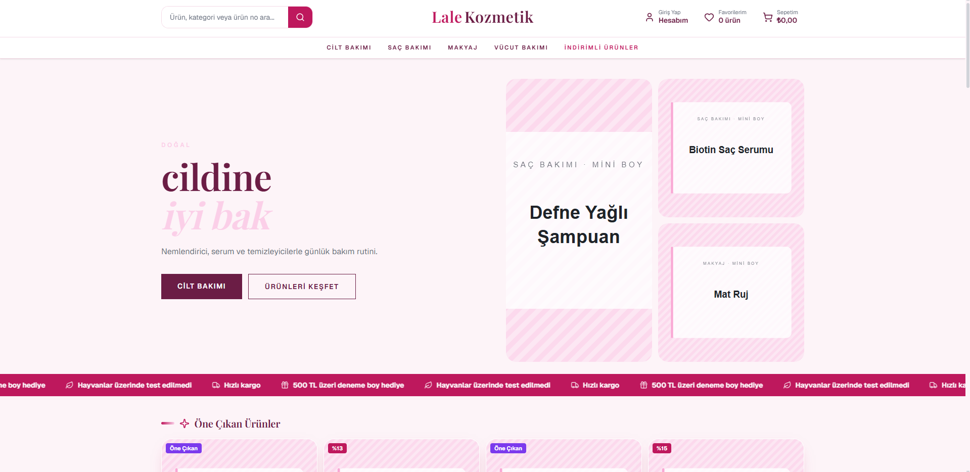 Lale Kozmetik demo mağaza