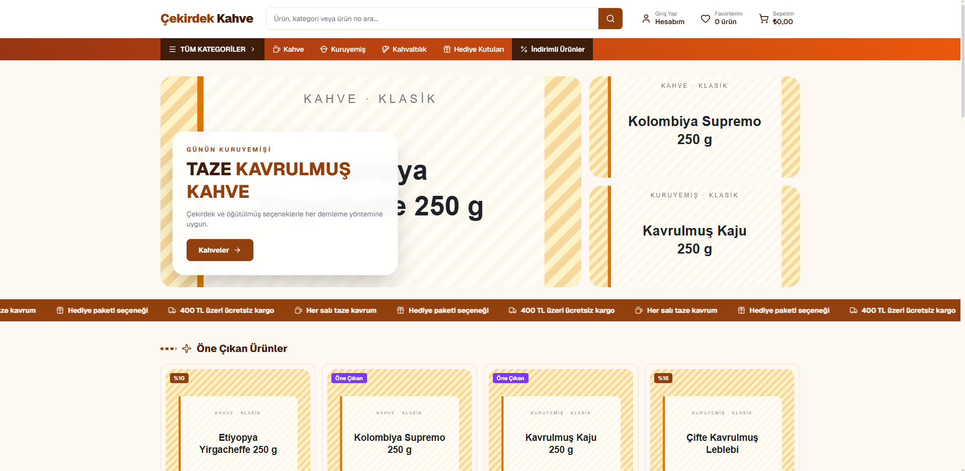 Çekirdek Kahve demo mağaza